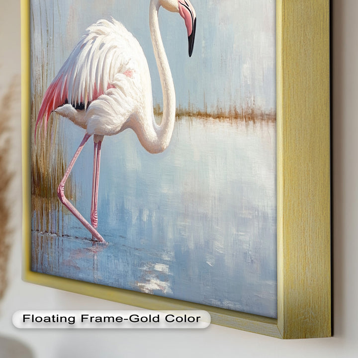 Graceful Flamingo in Shallow Water – Animal Oil Painting