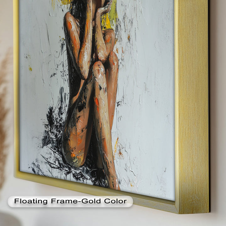 Poise in Silence – Textured Nude Figure Oil Painting