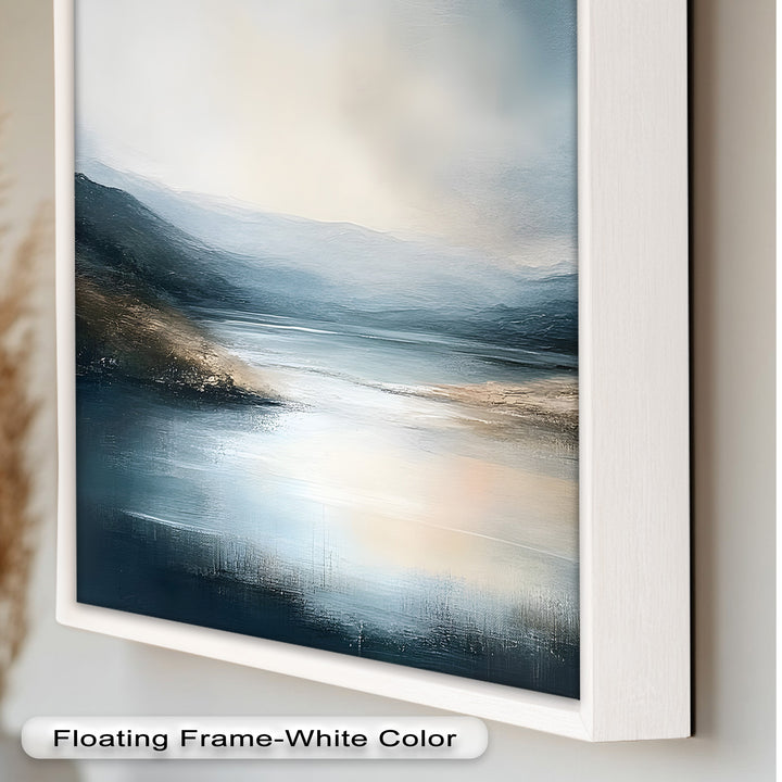 Misty Mountain Lake Landscape - Framed Oil Painting