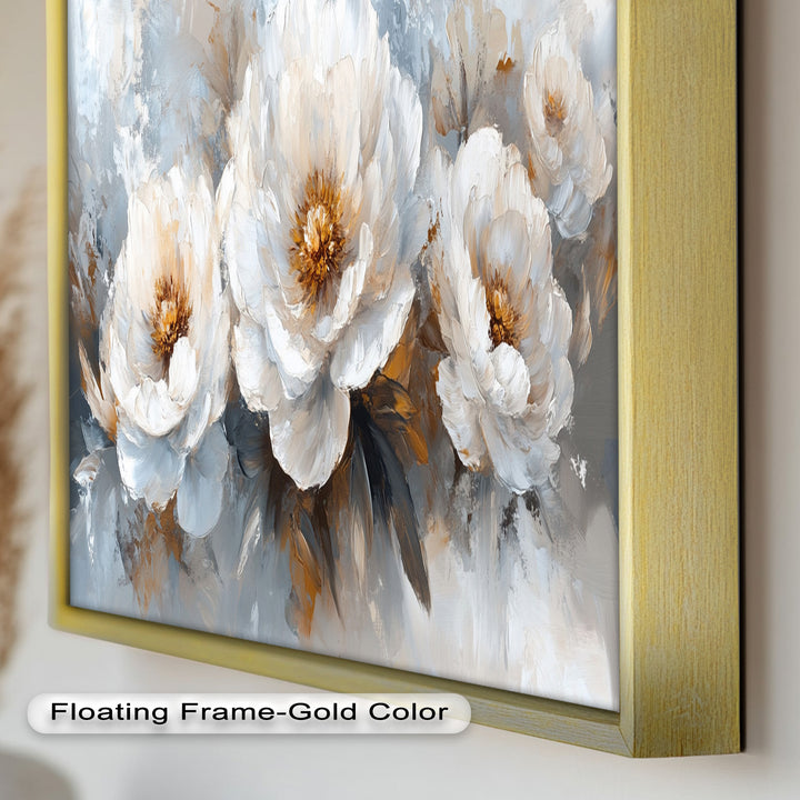 Ivory Garden Symphony – White Peony Bouquet Flower Oil Painting