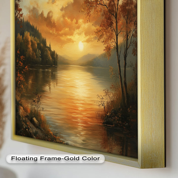 Golden Lake Sunset – Herbstreflexion Hudson River Ölgemälde