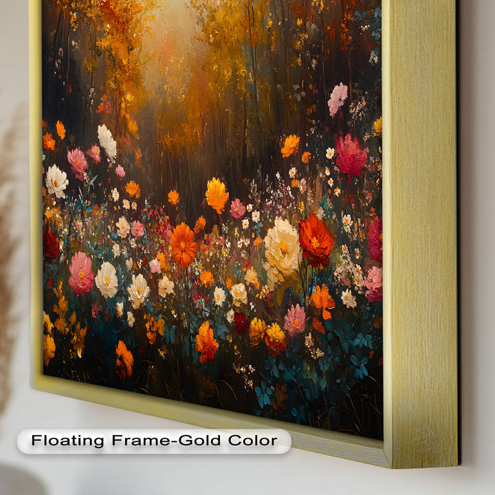 Autumn Forest Flower Wall Art – Colorful Floral Oil Painting