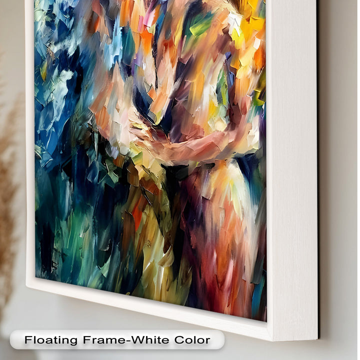Ethereal Embrace – Abstract Lovers in a Burst of Color Oil Painting