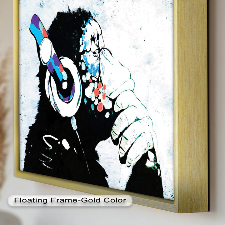 Contemplative Chimp with Headphone – Banksy Oil Painting