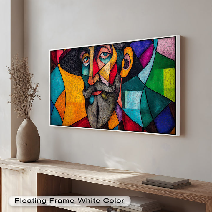 The Thinker’s Mosaic – Abstract Male Portrait Oil Painting