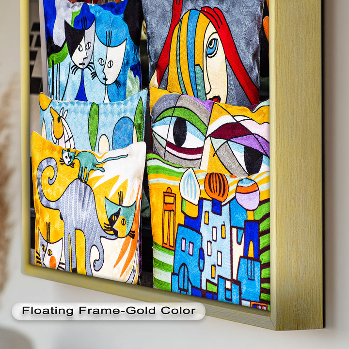 Colorful Cubist Cat & Face Pillows – Picasso Oil Painting