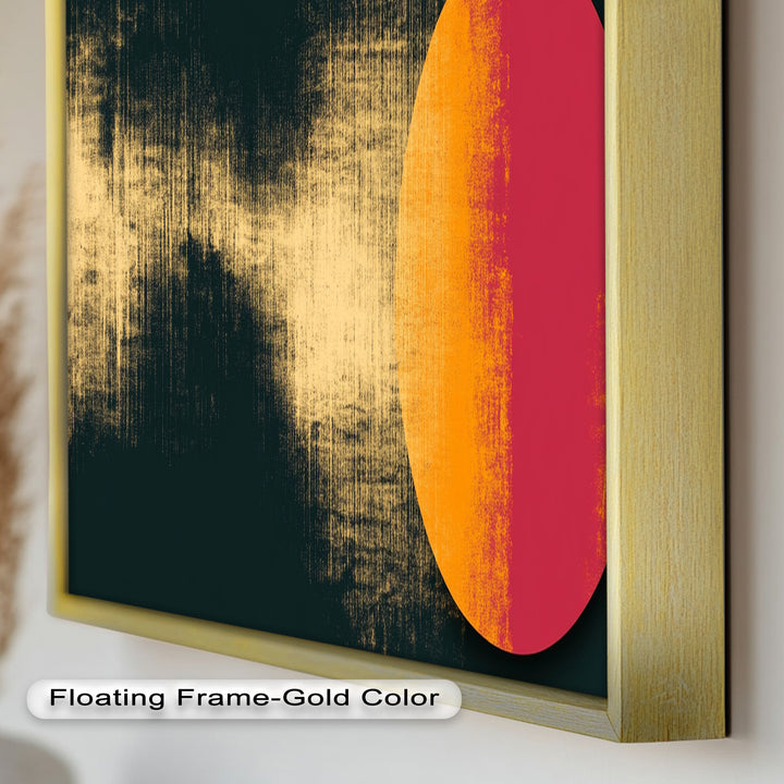 Rot &amp; Orange Eclipse Art – Minimalistisches Ölgemälde