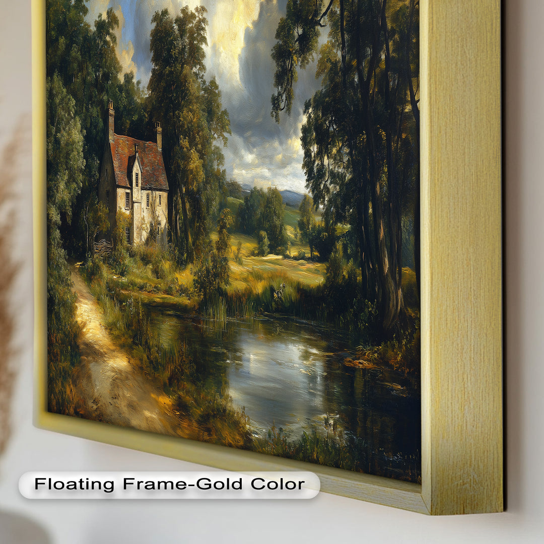 Rustic English Cottage – Charming Countryside Oil Painting