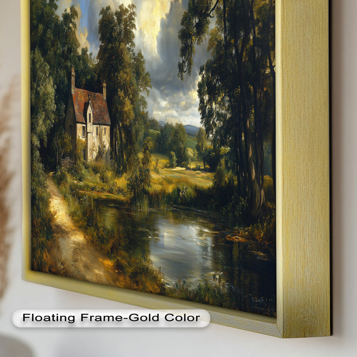 Rustic English Cottage – Charming Countryside Oil Painting