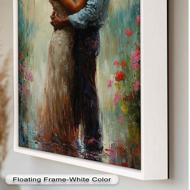 Romantic Couple Surrounded by Blooms - Love Oil Painting