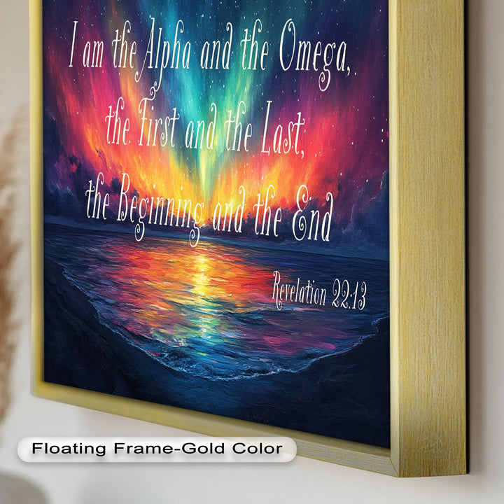 Revelation 22:13 – Alpha & Omega Bible Verse Oil Painting