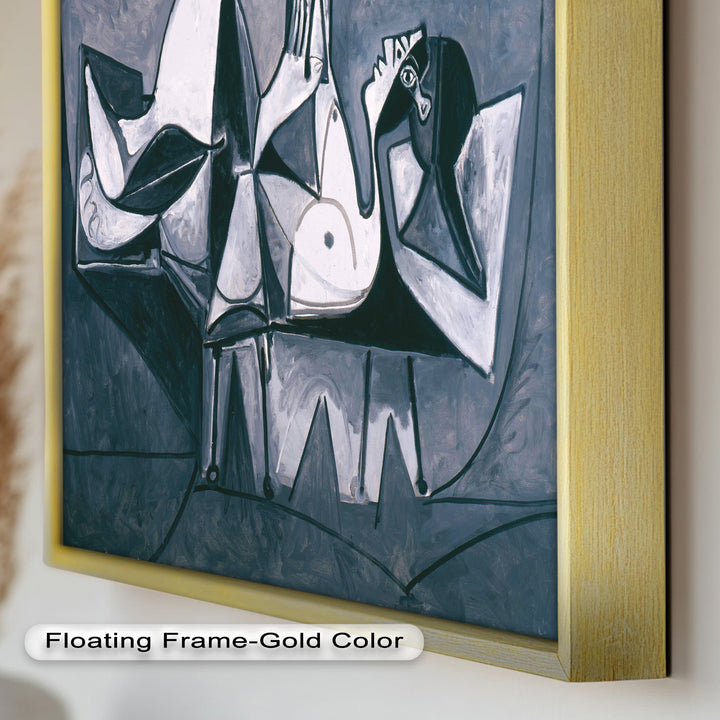 Geometry of Stillness – Monochrome Reclining Picasso Oil Painting