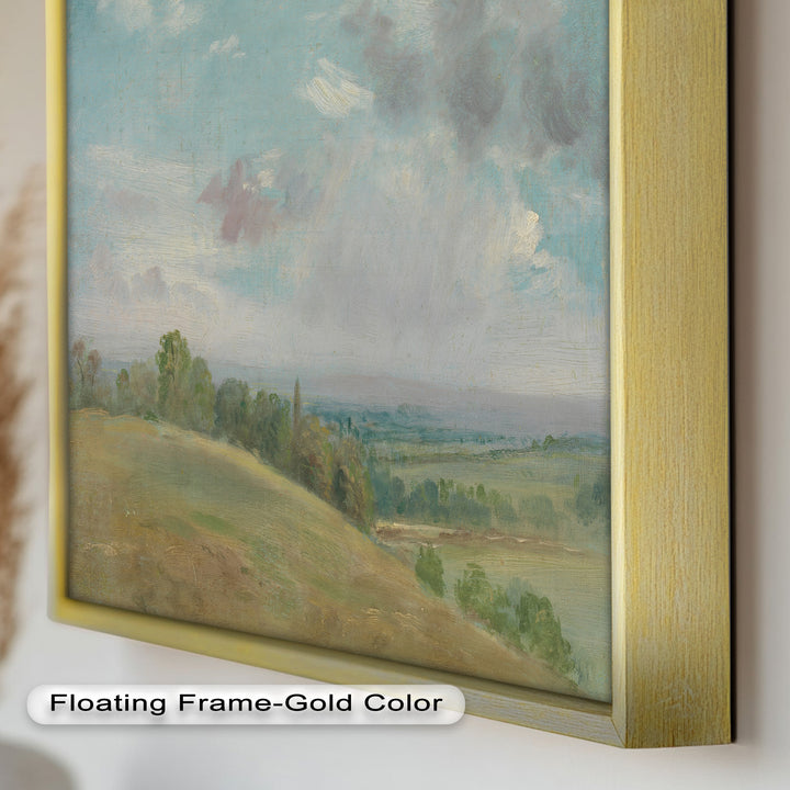 Vintage Landscape Framed Art – Rolling Hills Oil Painting