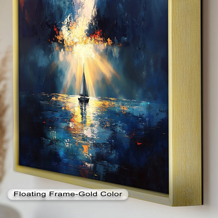 Radiant Horizon – Sailboat at Sunset Oil Painting