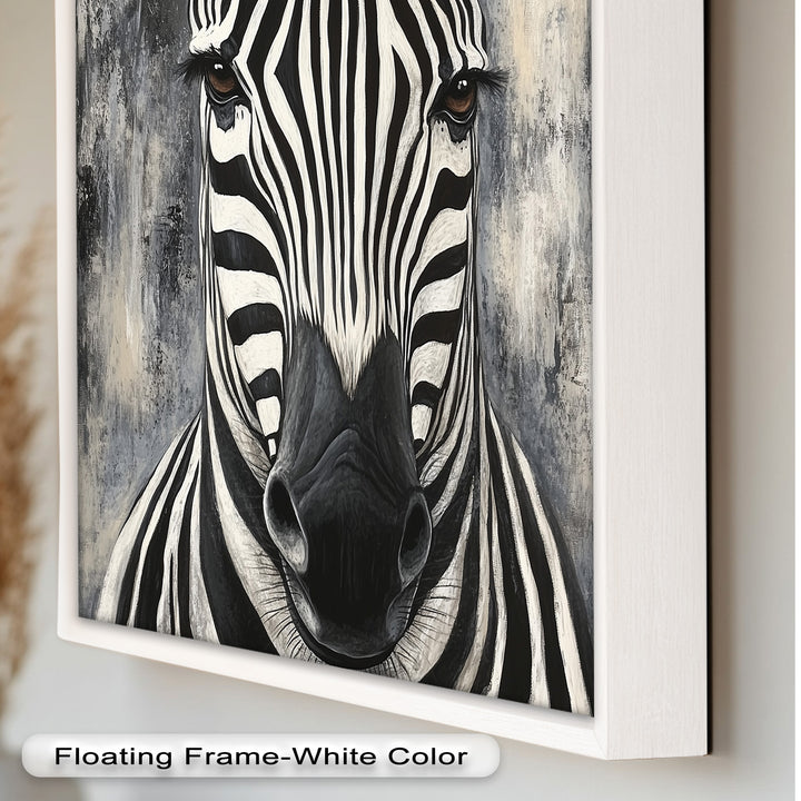 Zebra Portrait – Bold Black and White Animal Oil Painting