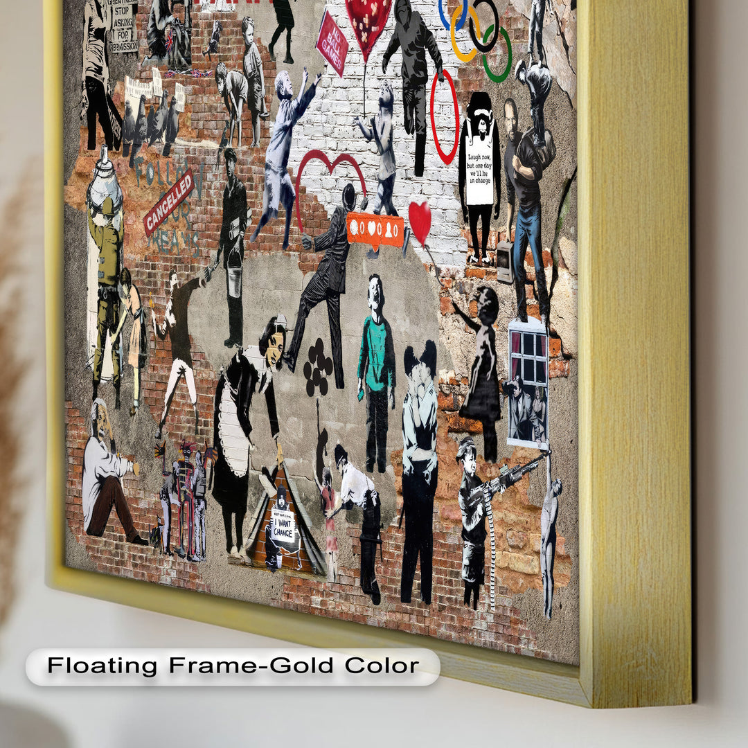 Voices on the Wall – Iconic Banksy Collage Oil Painting