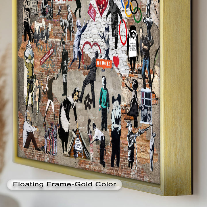 Voices on the Wall – Iconic Banksy Collage Oil Painting