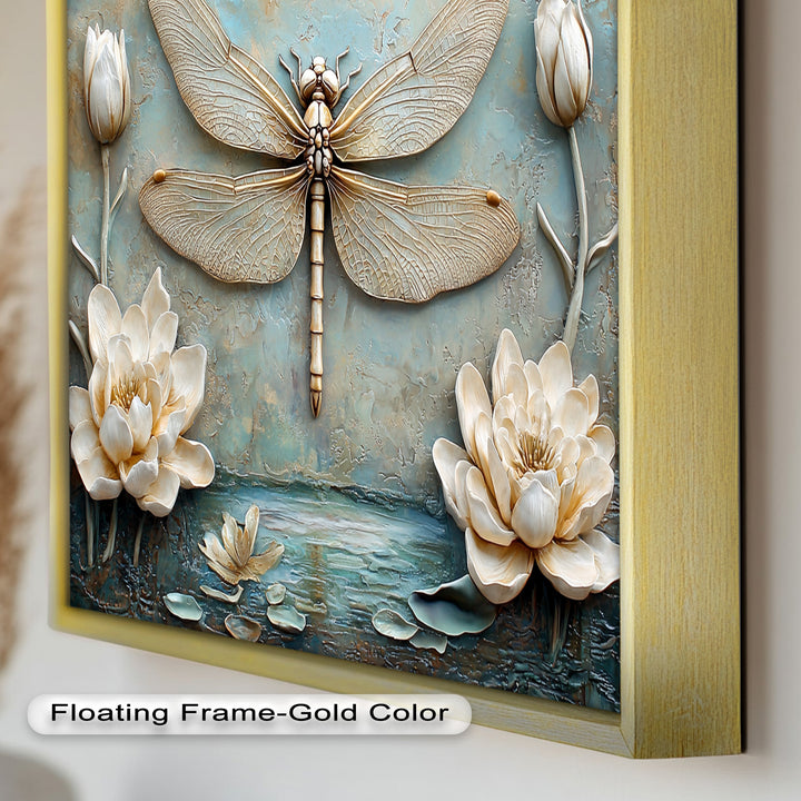 Vintage Dragonfly – Framed Oil Painting