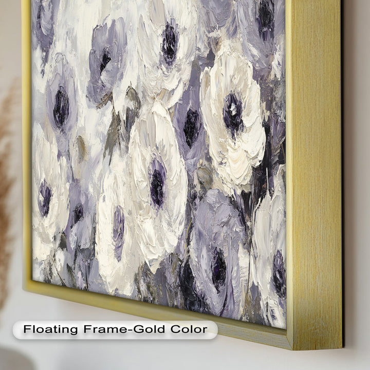 Ivory Whispers – Cream and Lavender Anemone Flower Oil Painting