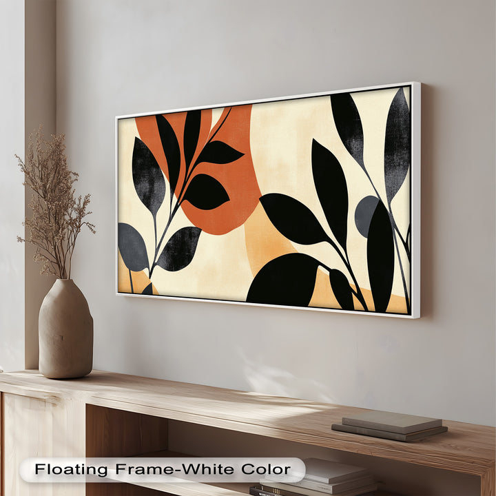 Earth-Tone Botanical Silhouette – Modern Boho Oil Painting