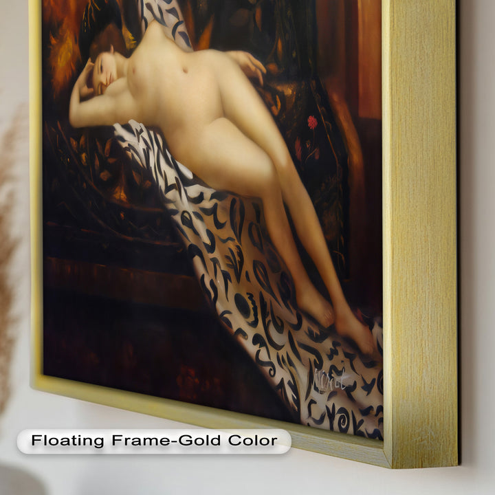 Velvet Reverie – Reclining Nude on Ornamental Nude Oil Painting