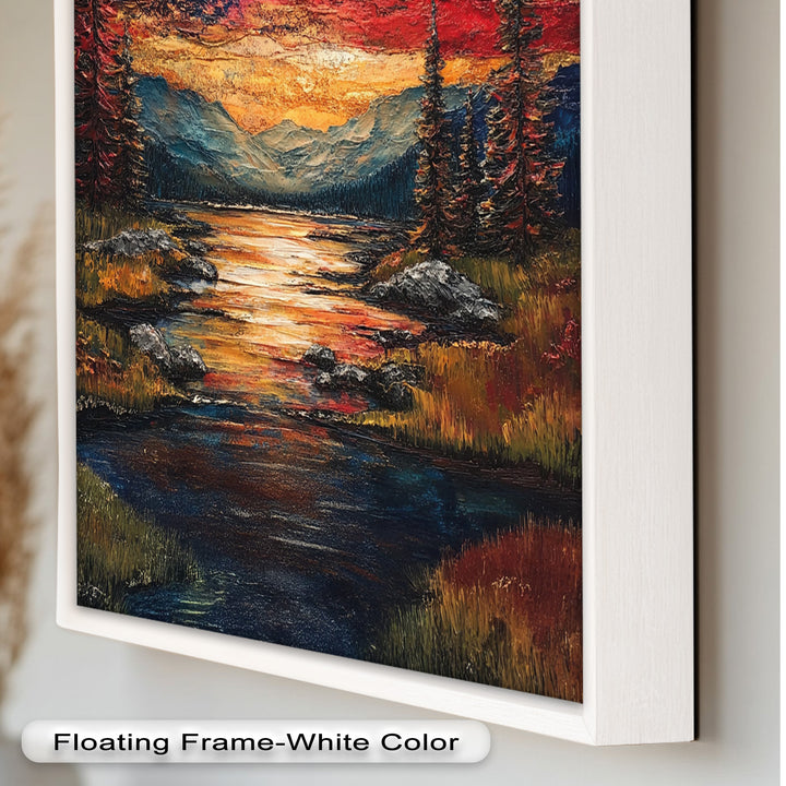 Amerikanische Flagge Sonnenuntergang Landschaft - Patriotisches Ölgemälde