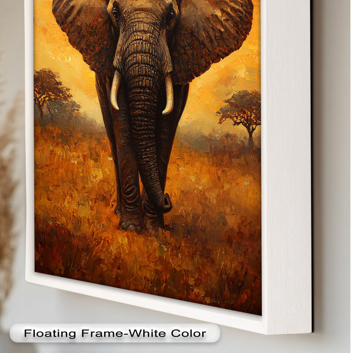 Majestic Elephant at Sunset – Wildlife Oil Painting