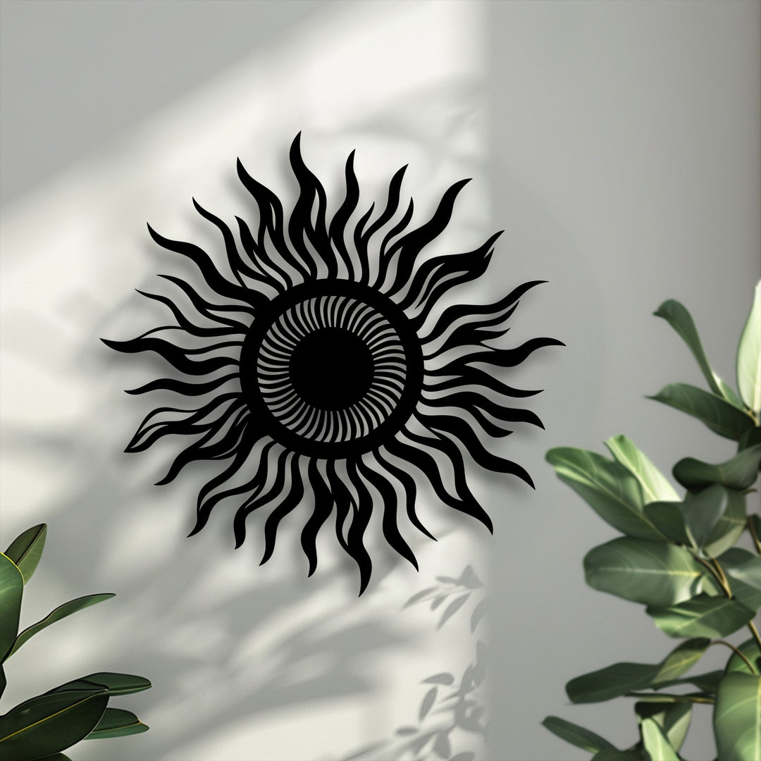Abstract Sun Metal Wall Art – Modern Celestial Wall Decor