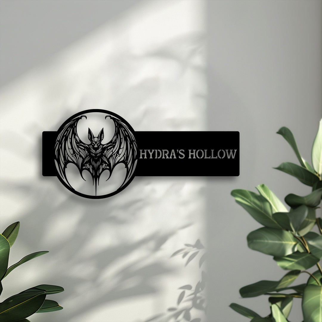 Personalized Bat Metal Wall Art – Custom Gothic Name Sign