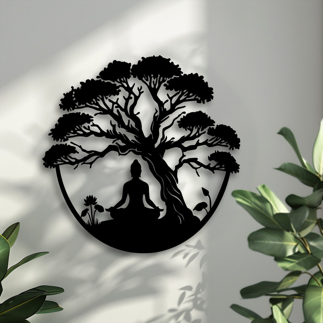 Meditation Tree Metal Wall Art – Zen Yoga Decor