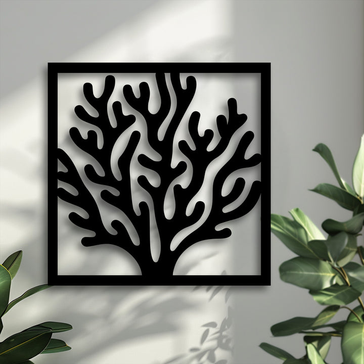 The layered design of the Coral Frame metal wall art creates impressive depth with its cast shadows, making it a striking decoration wall art piece.