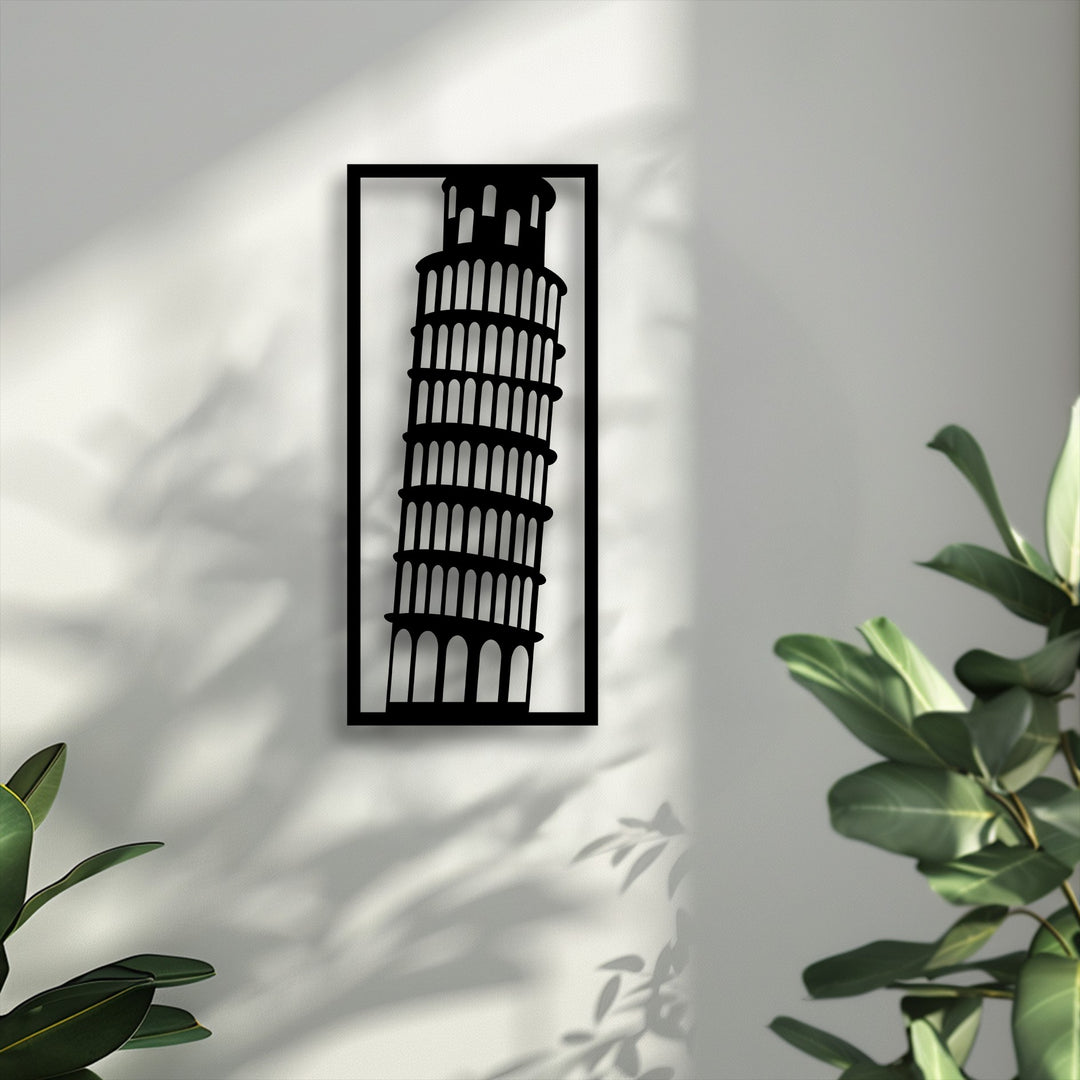 The Leaning Tower of Pisa metal artwork's iconic tilt conveys a sense of perpetual motion, enhanced by the shifting natural light and shadows.