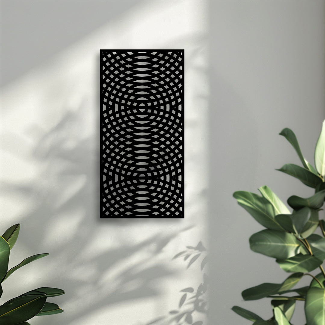 Optical Wave Grid – Abstract Geometric Metal Wall Art