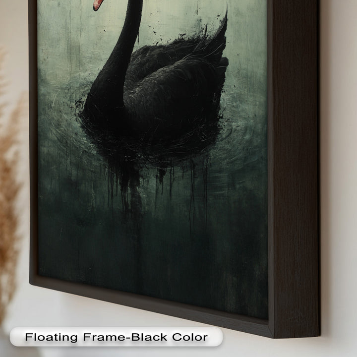 Solitary Grace – Moody Black Swan Oil Painting