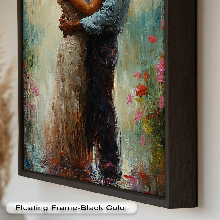 Romantic Couple Surrounded by Blooms - Love Oil Painting