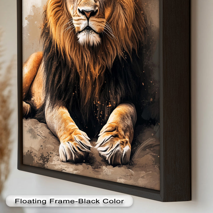 Lion Portrait in Warm Tones - Animal Oil Painting