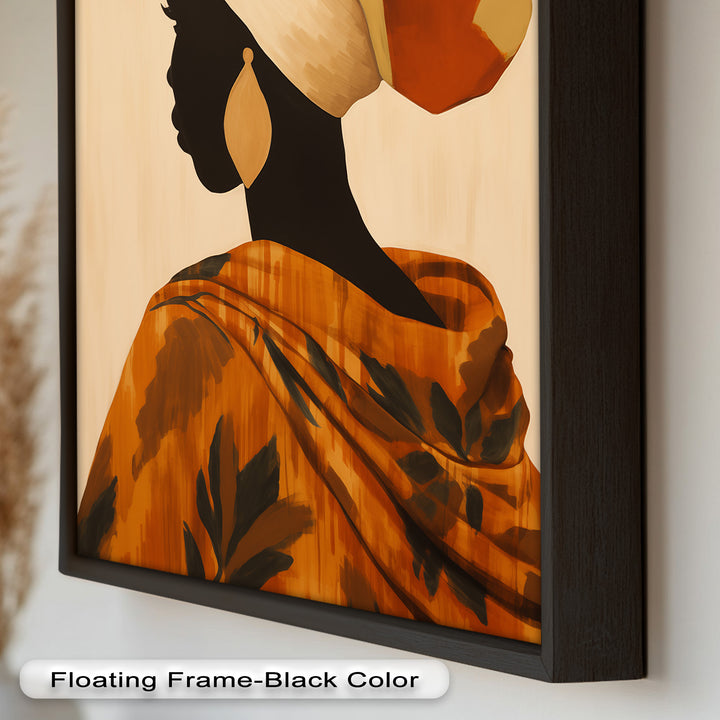 Afrikanische Frau Silhouette Kunst - Gerahmtes Ölgemälde