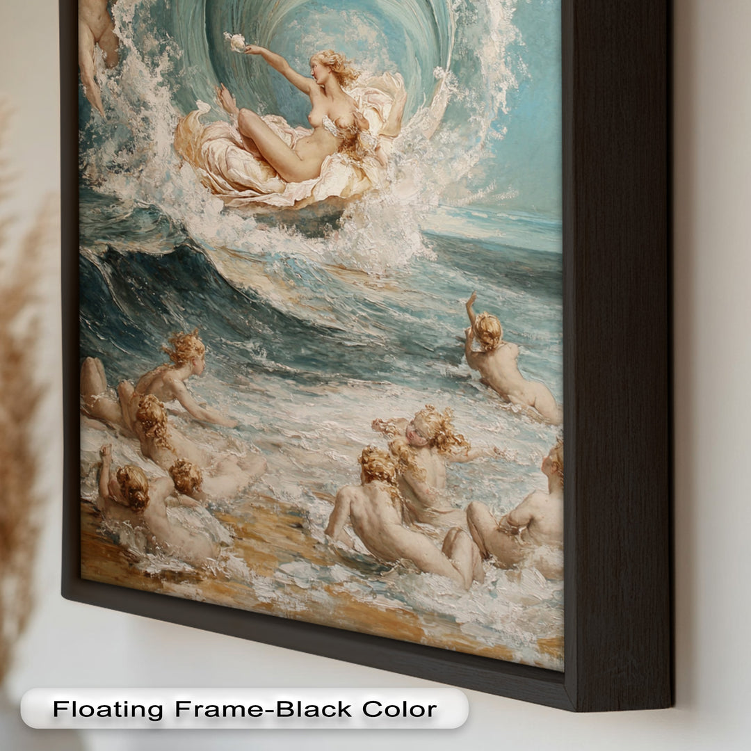 Birth of the Wave – Mythological Goddess and Cherubs Oil Painting
