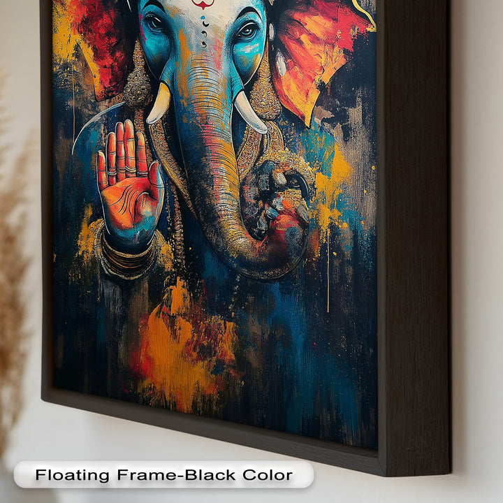 Ganesha Segen Wandkunst – Religiöses Ölgemälde