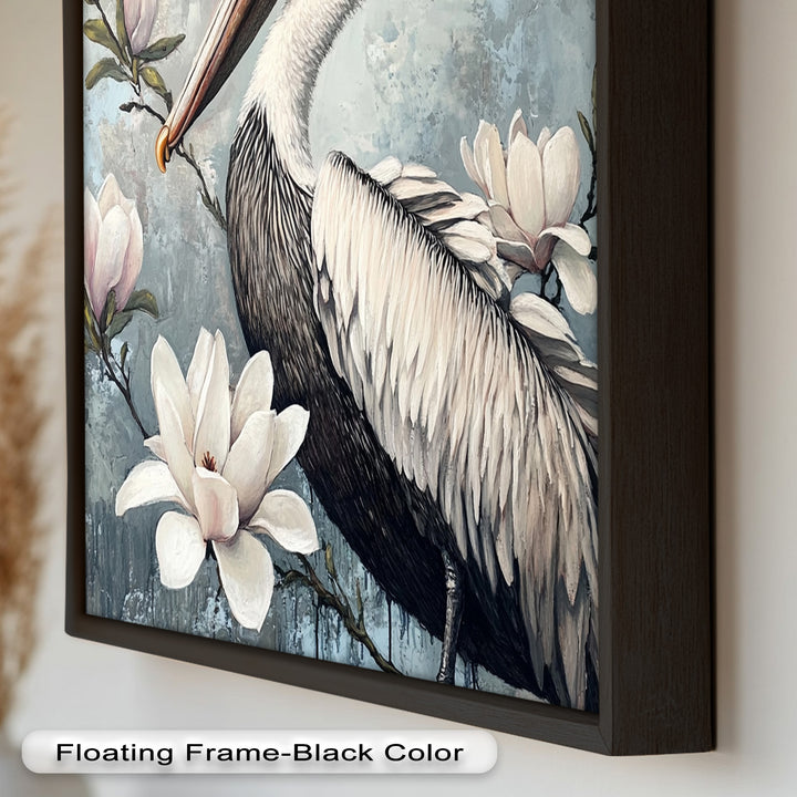 White Pelican Among Magnolia Blossoms - Animal Oil Painting