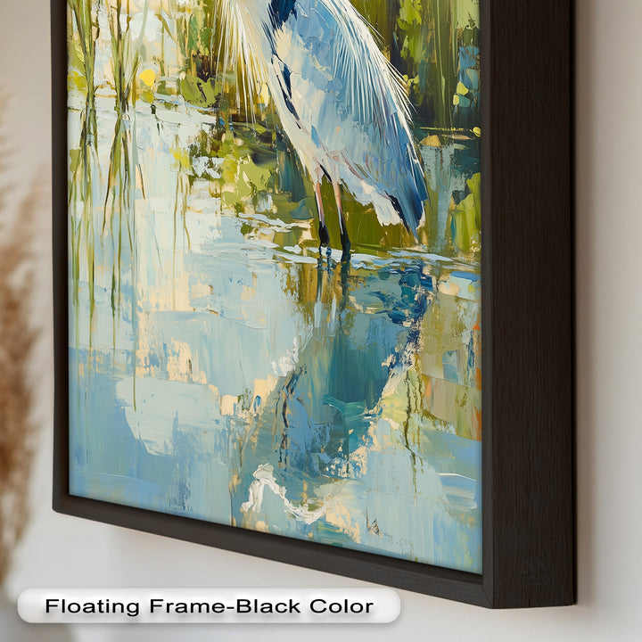 Reflections of Grace – Heron in Wetlands Oil Painting