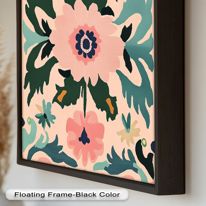 Folk Bloom – Symmetrisches Boho-Blumenölgemälde