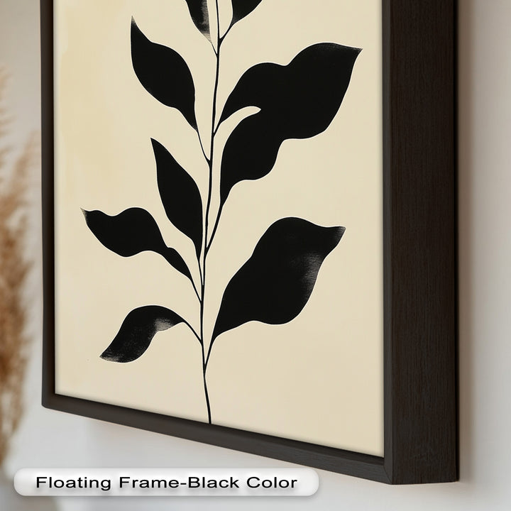 Black Botanical Minimalism – Monochrome Oil Painting
