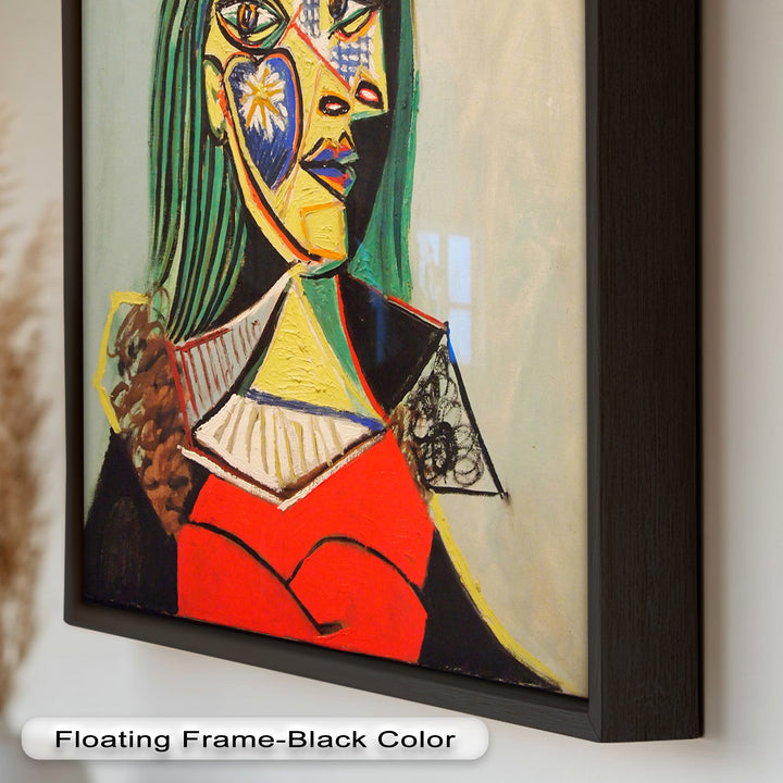 Strahlender Blick – Frau mit rotem Hut, kubistisches Porträt, Picasso-Ölgemälde