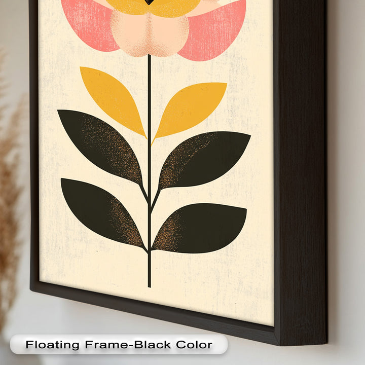 Mid-Century Bloom – Retro Floral Minimalist Wall Art Oil Painting
