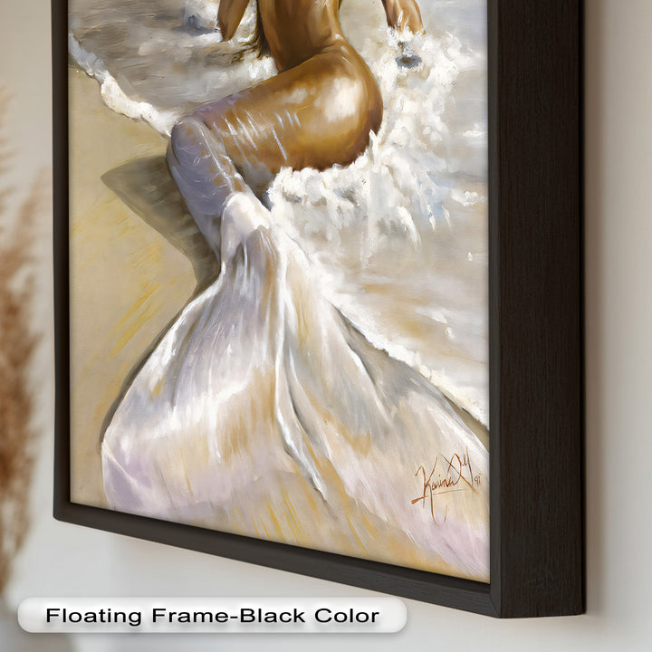 Golden Tide – Sensual Mermaid Oil Painting