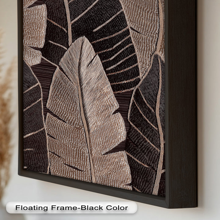 Tactile Tropics – Brown Leaf Composition Flower Oil Painting