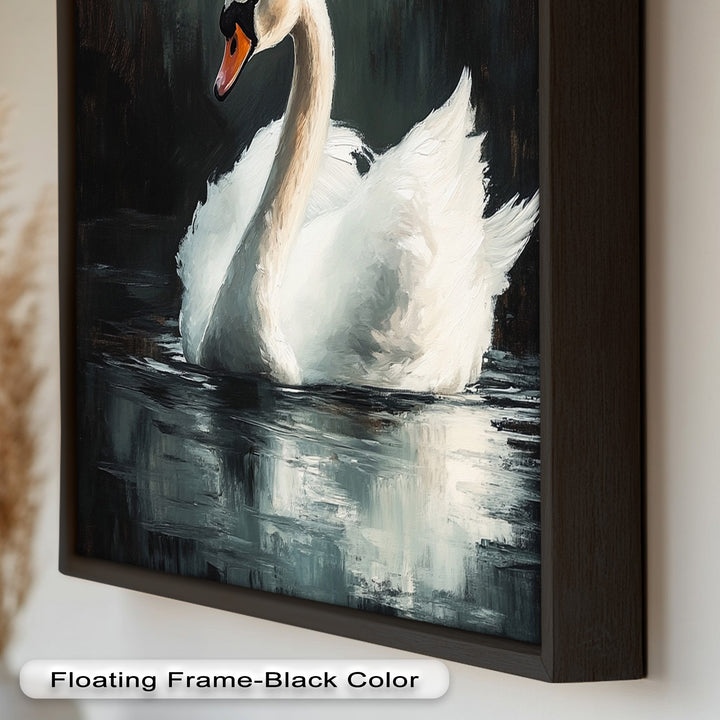Solitary Grace – White Swan Oil Painting