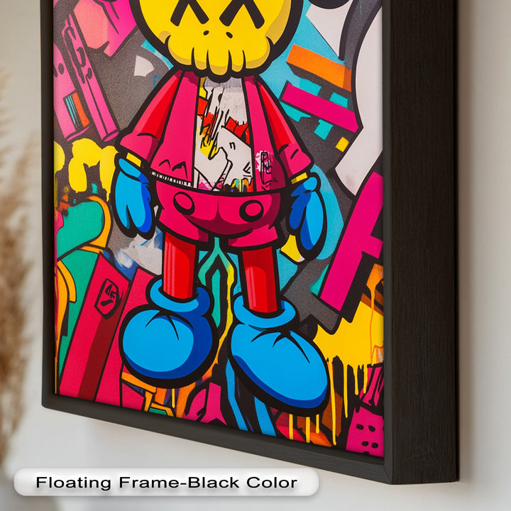 Neon Rebellion – KAWS Graffiti Ölgemälde