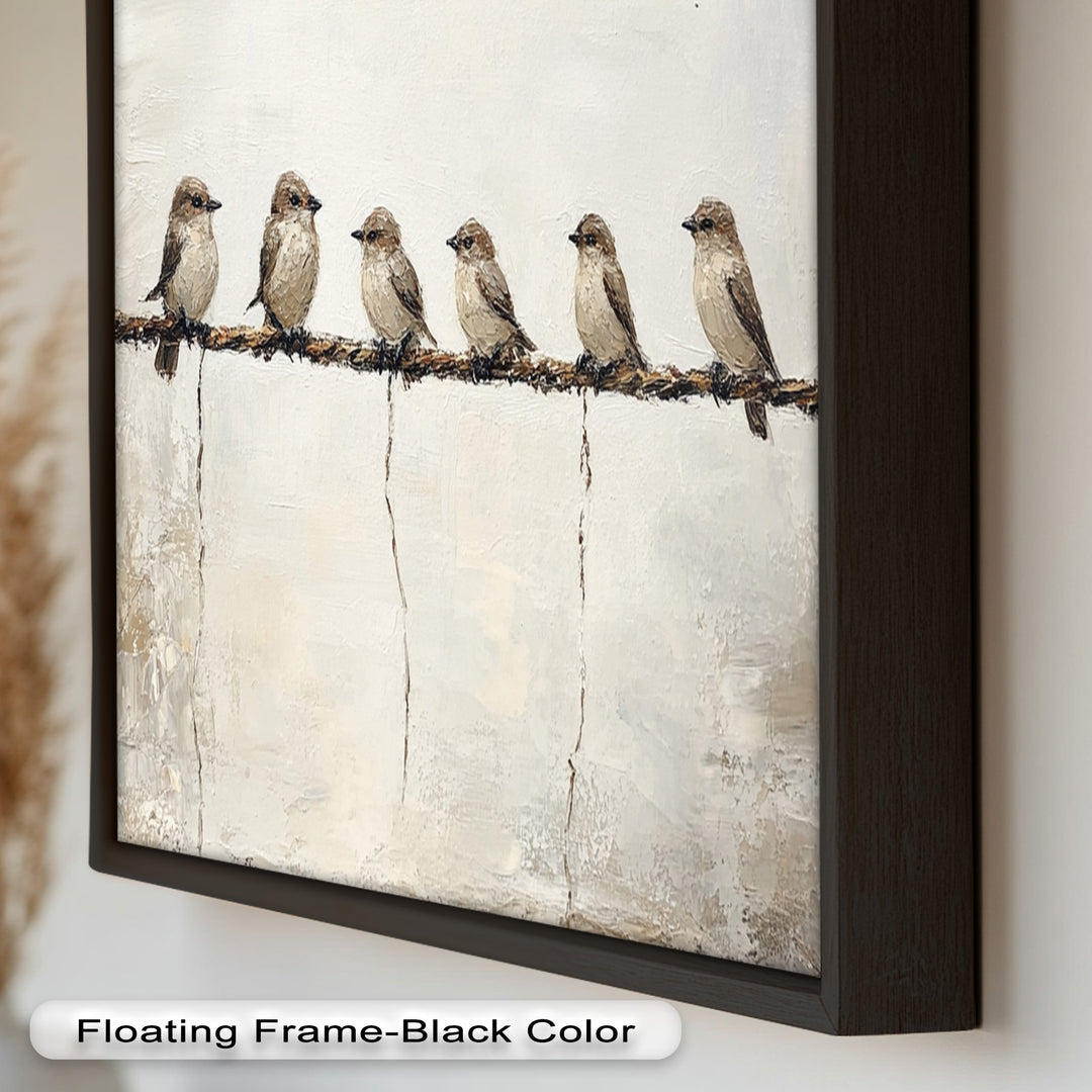 Six Birds in Stillness – Animal Oil Painting
